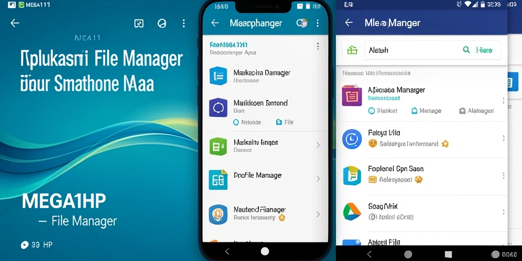 Antarmuka aplikasi File Manager MEGA111 yang menarik dan fungsional.