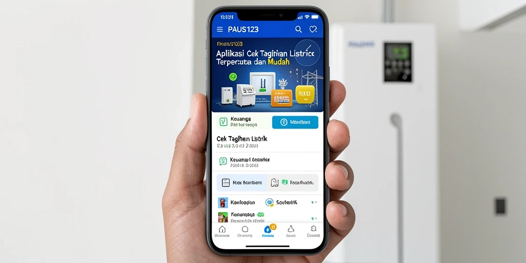 Tampilan antarmuka PAUS123 untuk cek tagihan listrik.