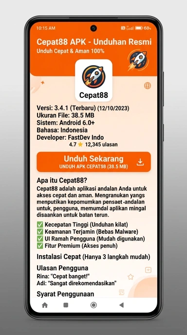 Tampilan halaman APK cepat88